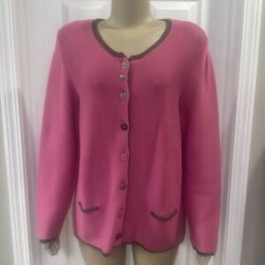 RABE KNIT CARDIGAN PINK AND BROWN.